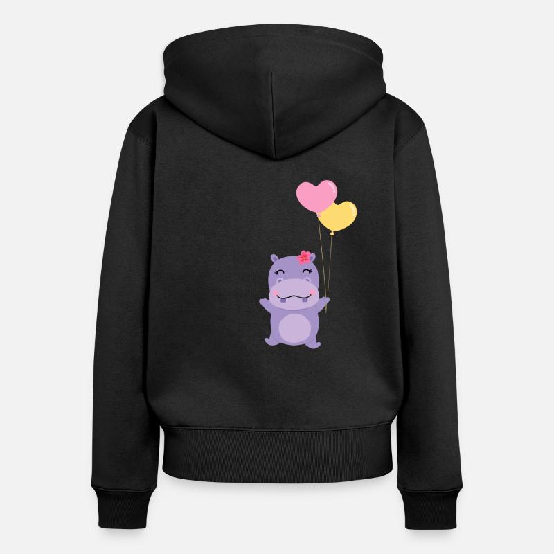 hippo - Women's Premium Organic Zip Hoodie - black