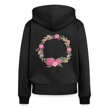 Floral Wreath Gift Blossoms Mother's Day Florist - Women's Premium Organic Zip Hoodie - black - Back - Julia (174cm)
