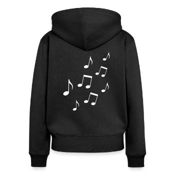 Musik Noten Musiker Geschenk musikalische Symbole - Frauen Premium Bio Zip Hoodie - Schwarz - Hinten - Julia (174cm)