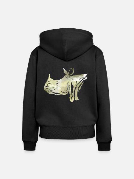 Nashorn - Frauen Premium Bio Zip Hoodie - Schwarz