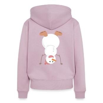 bonhomme de neige - Sweat à capuche zippé Premium bio Femme - rose poudré - Dos - Julia (174cm)