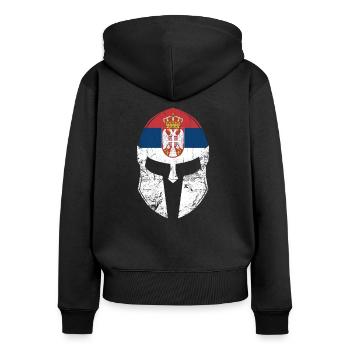 Serbie drapeau serbe - Sweat à capuche zippé Premium bio Femme - noir - Dos - Julia (174cm)