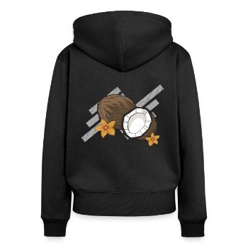 Kokos Geschenk Kokosnuss Urlaub Karibik Sommer - Frauen Premium Bio Zip Hoodie - Schwarz - Hinten - Julia (174cm)