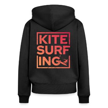 Kitesurfen - Frauen Premium Bio Zip Hoodie - Schwarz - Hinten - Julia (174cm)