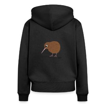 Niedlicher Kiwivogel Neuseeland Design Shirt - Frauen Premium Bio Zip Hoodie - Schwarz - Hinten - Julia (174cm)