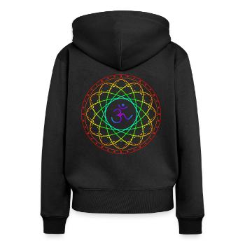 Heilige Geometrie mit Om Symbol - Frauen Premium Bio Zip Hoodie - Schwarz - Hinten - Julia (174cm)