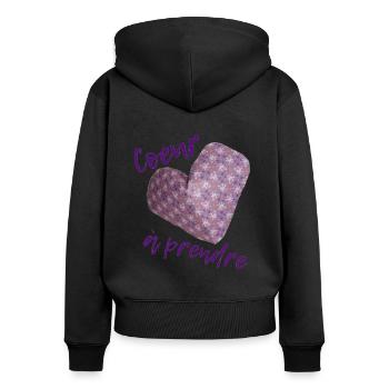 Heart to take - Women's Premium Organic Zip Hoodie - black - Back - Julia (174cm)