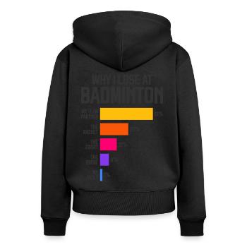 Warum ich beim Badminton verliere - Frauen Premium Bio Zip Hoodie - Schwarz - Hinten - Julia (174cm)