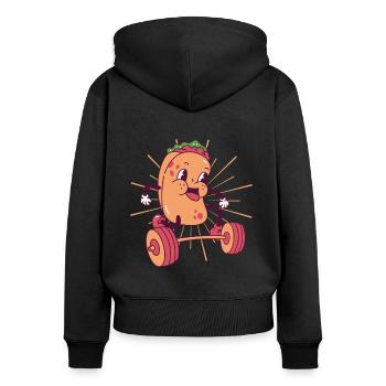 Kebab Weight Training Squat Fitness Kebab kawaii - Women's Premium Organic Zip Hoodie - black - Back - Julia (174cm)