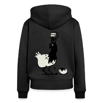 Tintenhuhn - Frauen Premium Bio Zip Hoodie - Schwarz - Hinten - Julia (174cm)