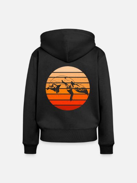 Fuchs Wald Berge Geschenkidee - Frauen Premium Bio Zip Hoodie - Schwarz