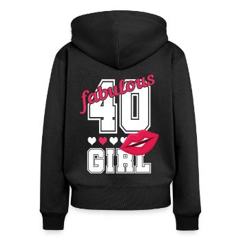 40e anniversaire 40 ans fille cadeau femme - Sweat à capuche zippé Premium bio Femme - noir - Dos - Julia (174cm)