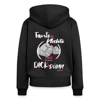 Tante und Nichte Familie schöner Spruch - Frauen Premium Bio Zip Hoodie - Schwarz - Hinten - Julia (174cm)