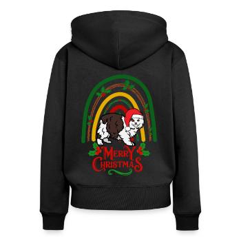 Cymric Chat Noël - Sweat à capuche zippé Premium bio Femme - noir - Dos - Julia (174cm)