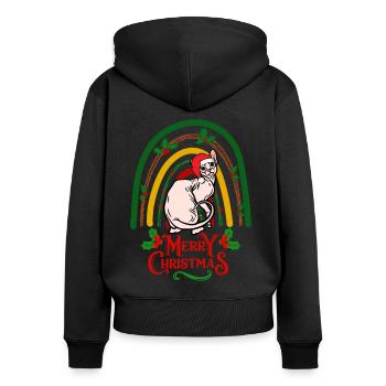 Sphynx Chat Noël - Sweat à capuche zippé Premium bio Femme - noir - Dos - Julia (174cm)