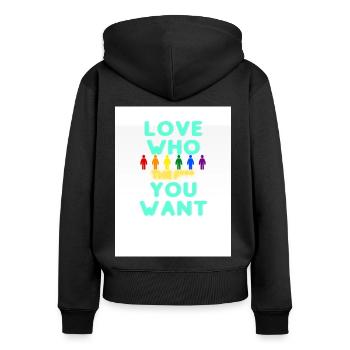 Love who (The F***) you want - Frauen Premium Bio Zip Hoodie - Schwarz - Hinten - Julia (174cm)