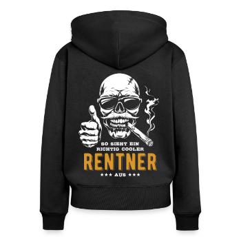 So sieht ein richtig cooler Rentner aus - Rente - Frauen Premium Bio Zip Hoodie - Schwarz - Hinten - Julia (174cm)