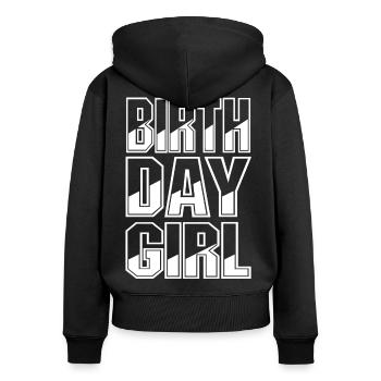 Fille d’anniversaire - Sweat à capuche zippé Premium bio Femme - noir - Dos - Julia (174cm)