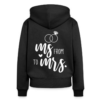 Wedding Bachelorette Party - From Ms. to Mrs. - Women's Premium Organic Zip Hoodie - black - Back - Julia (174cm)