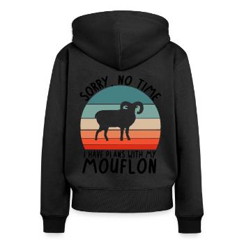 Keine Zeit Pläne mit Mufflon Hörner Kids Tier Wald - Frauen Premium Bio Zip Hoodie - Schwarz - Hinten - Julia (174cm)