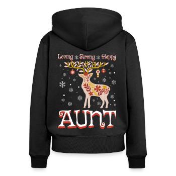 Christmas reindeer tata wife aunt - Women's Premium Organic Zip Hoodie - black - Back - Julia (174cm)