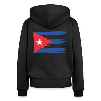 Kuba Flagge Cuba Flagge befreit Cuba cubanisch - Frauen Premium Bio Zip Hoodie - Schwarz - Hinten - Julia (174cm)