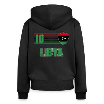 Libyen - Frauen Premium Bio Zip Hoodie - Schwarz - Hinten - Julia (174cm)