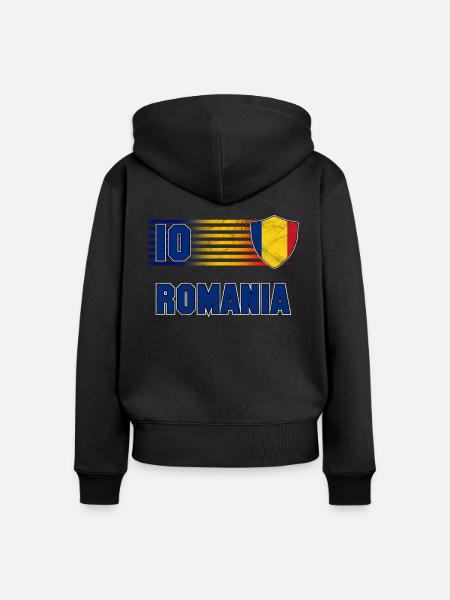Rumänien - Frauen Premium Bio Zip Hoodie - Schwarz
