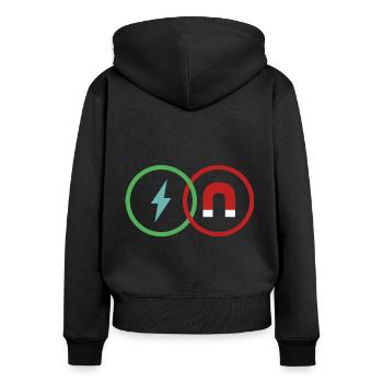 Électricité et magnétisme - Sweat à capuche zippé Premium bio Femme - noir - Dos - Julia (174cm)