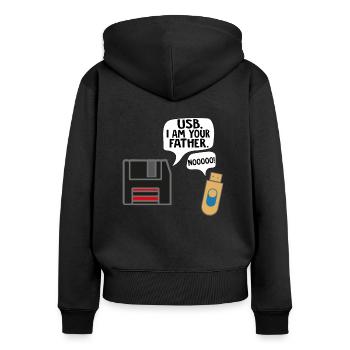 Les programmeurs Nerd USB Je suis ton père - Sweat à capuche zippé Premium bio Femme - noir - Dos - Julia (174cm)