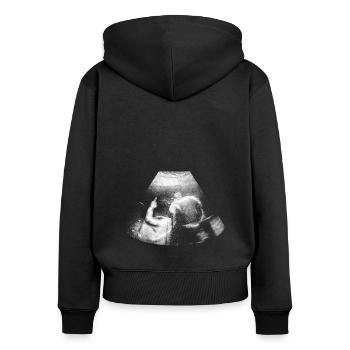 Mittelfinger Fuck Ultraschall Schwangerschaft Baby - Frauen Premium Bio Zip Hoodie - Schwarz - Hinten - Julia (174cm)