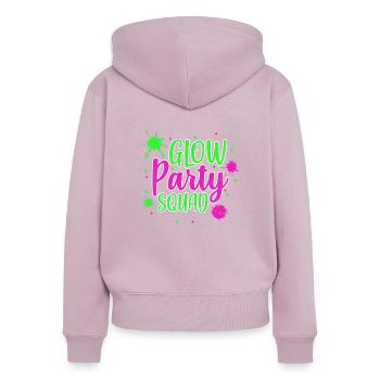 Glow Neon Party Squad Fest Leuchten Geschenk - Frauen Premium Bio Zip Hoodie - Altrosa - Hinten - Julia (174cm)