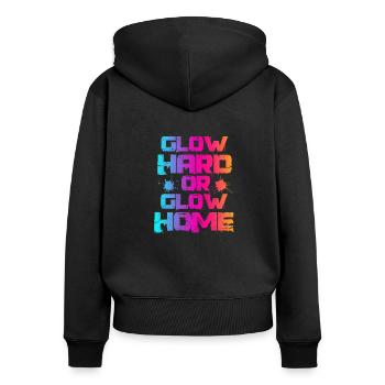 Glow Party Neon Leuchten Farbe Geschenk - Frauen Premium Bio Zip Hoodie - Schwarz - Hinten - Julia (174cm)