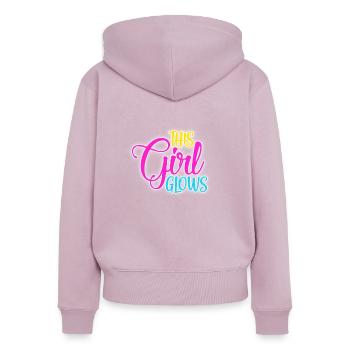 Glow Leuchten Girl Mädchen Party Neon Geschenk - Frauen Premium Bio Zip Hoodie - Altrosa - Hinten - Julia (174cm)