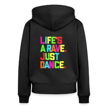 Rave Tanzen - Frauen Premium Bio Zip Hoodie - Schwarz - Hinten - Julia (174cm)