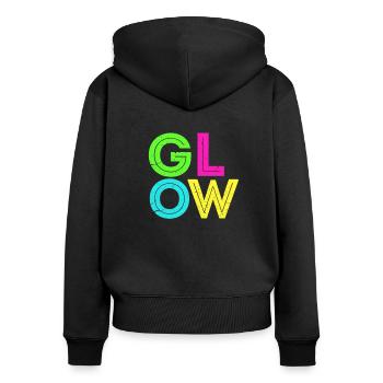 Glow Holy Festival Neon Led Party Motto Geschenk - Frauen Premium Bio Zip Hoodie - Schwarz - Hinten - Julia (174cm)