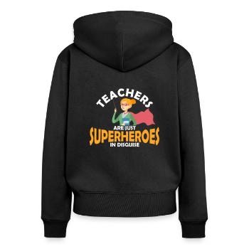 professeur - Sweat à capuche zippé Premium bio Femme - noir - Dos - Julia (174cm)