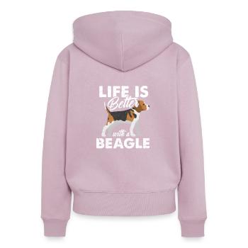 Beagle - Frauen Premium Bio Zip Hoodie - Altrosa - Hinten - Julia (174cm)
