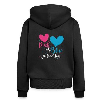 Schwangerschaft - Frauen Premium Bio Zip Hoodie - Schwarz - Hinten - Julia (174cm)