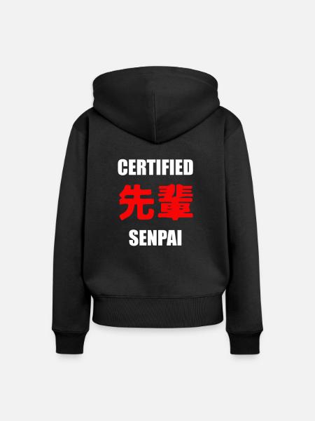 Senpai - Frauen Premium Bio Zip Hoodie - Schwarz