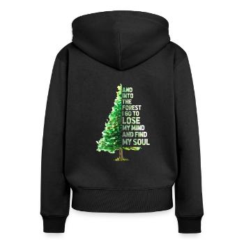 Wald - Frauen Premium Bio Zip Hoodie - Schwarz - Hinten - Julia (174cm)