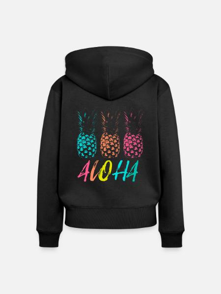ALOHA - Frauen Premium Bio Zip Hoodie - Schwarz