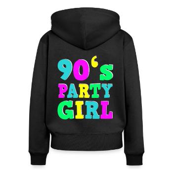 Années 90 Party Girl Shirt Années 90 Party Outfit Ladies - Sweat à capuche zippé Premium bio Femme - noir - Dos - Julia (174cm)