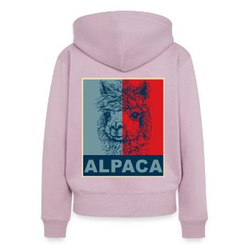 Alpaka Alpaca - Frauen Premium Bio Zip Hoodie - Altrosa - Hinten - Julia (174cm)
