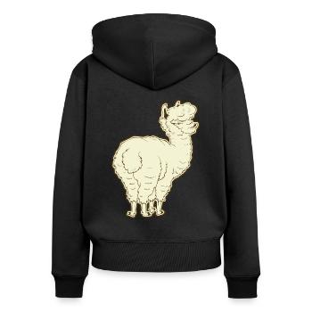 Alpaka Alpaca - Frauen Premium Bio Zip Hoodie - Schwarz - Hinten - Julia (174cm)