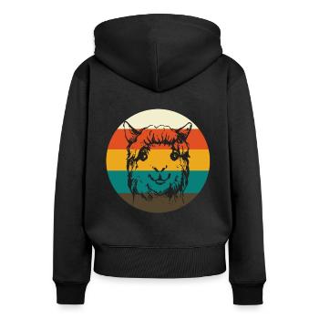 ALPACA ALPAKA - Frauen Premium Bio Zip Hoodie - Schwarz - Hinten - Julia (174cm)