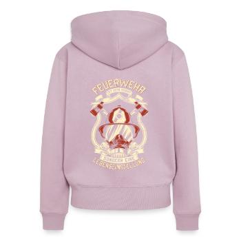 Attitude des pompiers pompiers à la vie - Sweat à capuche zippé Premium bio Femme - rose poudré - Dos - Julia (174cm)