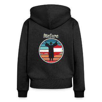 Matura limited Österreich Edition - Frauen Premium Bio Zip Hoodie - Schwarz - Hinten - Julia (174cm)