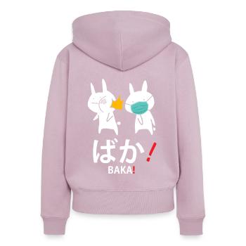 Anime Manga Kanji Baka fool Covid Corona - Women's Premium Organic Zip Hoodie - dusky pink - Back - Julia (174cm)