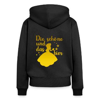 Die Schöne Und Das Bier Tailliertes Für Damen Und - Frauen Premium Bio Zip Hoodie - Schwarz - Hinten - Julia (174cm)